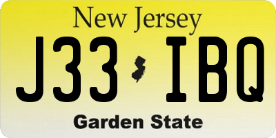 NJ license plate J33IBQ