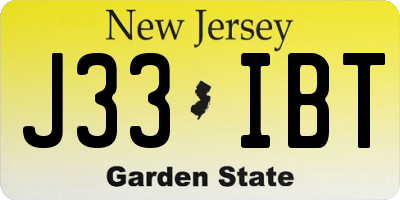 NJ license plate J33IBT
