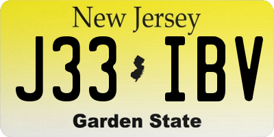 NJ license plate J33IBV