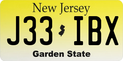 NJ license plate J33IBX
