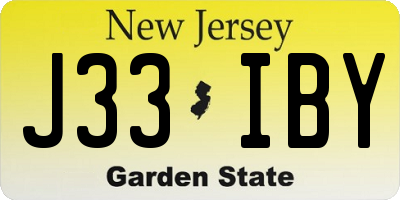 NJ license plate J33IBY