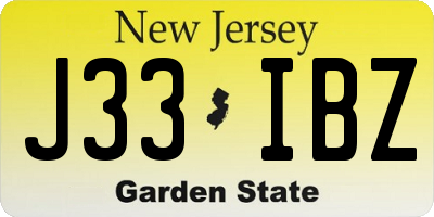 NJ license plate J33IBZ