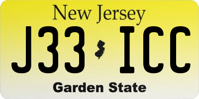 NJ license plate J33ICC