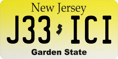 NJ license plate J33ICI