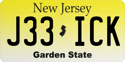 NJ license plate J33ICK