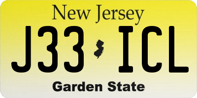NJ license plate J33ICL