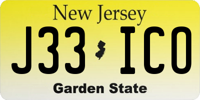 NJ license plate J33ICO