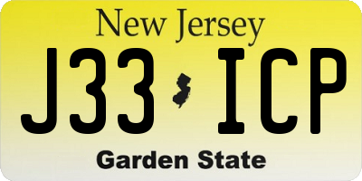 NJ license plate J33ICP
