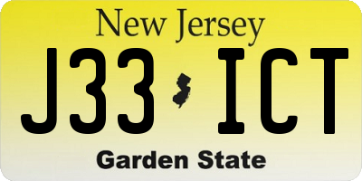 NJ license plate J33ICT