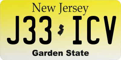 NJ license plate J33ICV