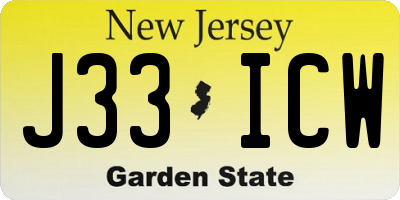 NJ license plate J33ICW
