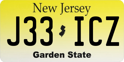 NJ license plate J33ICZ