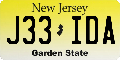 NJ license plate J33IDA