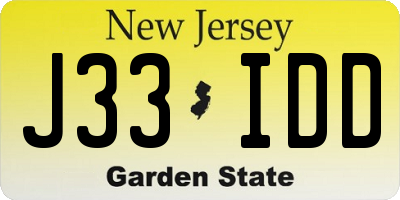 NJ license plate J33IDD