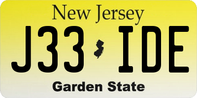 NJ license plate J33IDE