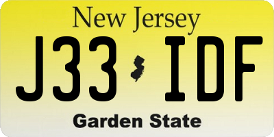 NJ license plate J33IDF