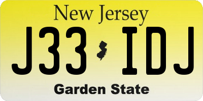 NJ license plate J33IDJ