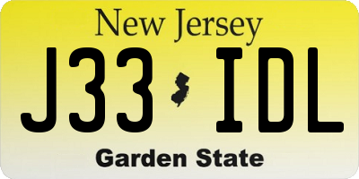 NJ license plate J33IDL