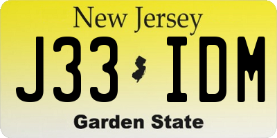 NJ license plate J33IDM