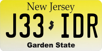 NJ license plate J33IDR