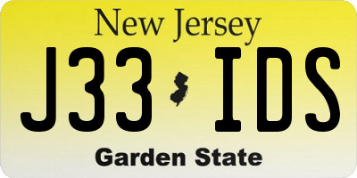 NJ license plate J33IDS