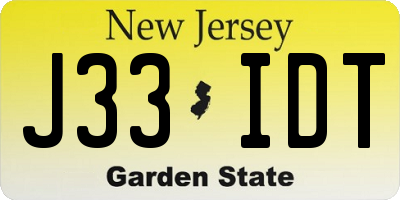 NJ license plate J33IDT