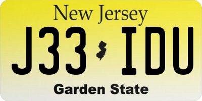 NJ license plate J33IDU