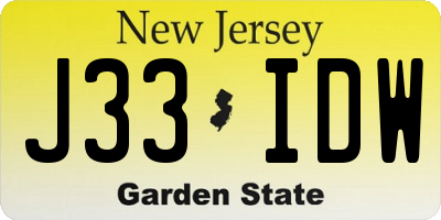 NJ license plate J33IDW