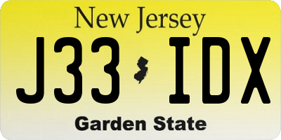 NJ license plate J33IDX