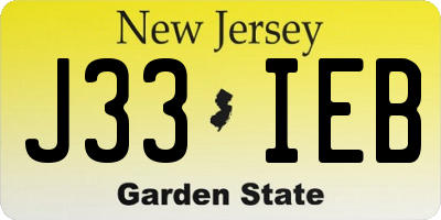 NJ license plate J33IEB