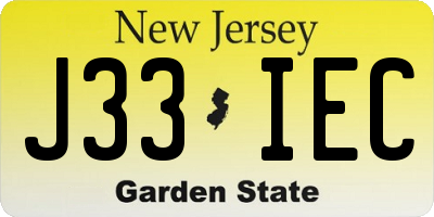 NJ license plate J33IEC