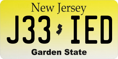 NJ license plate J33IED