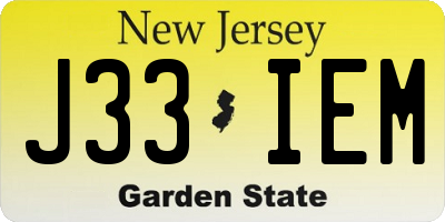 NJ license plate J33IEM