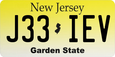 NJ license plate J33IEV