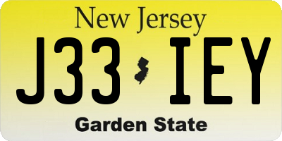 NJ license plate J33IEY