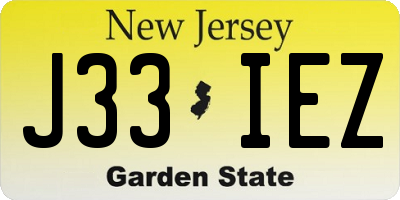 NJ license plate J33IEZ