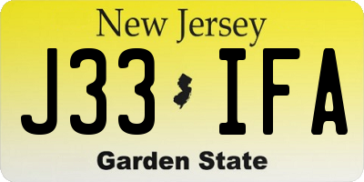 NJ license plate J33IFA