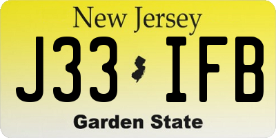 NJ license plate J33IFB