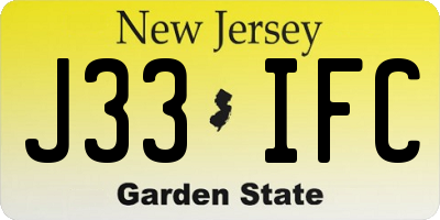 NJ license plate J33IFC
