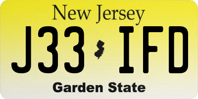 NJ license plate J33IFD