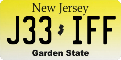 NJ license plate J33IFF