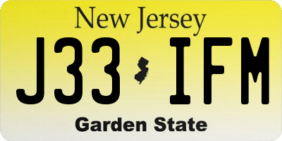 NJ license plate J33IFM