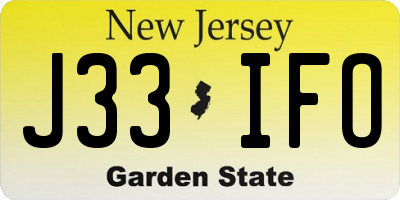 NJ license plate J33IFO