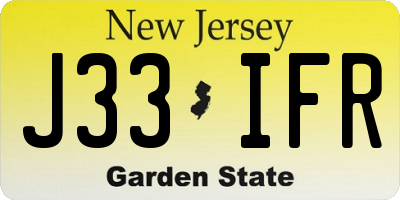 NJ license plate J33IFR
