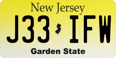 NJ license plate J33IFW