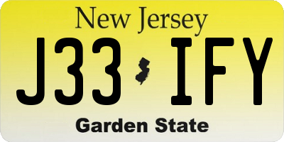 NJ license plate J33IFY