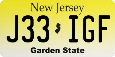 NJ license plate J33IGF