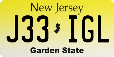 NJ license plate J33IGL