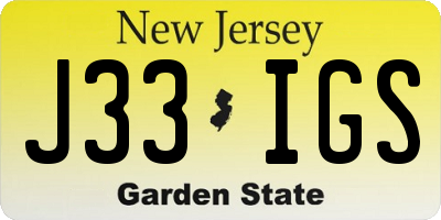 NJ license plate J33IGS
