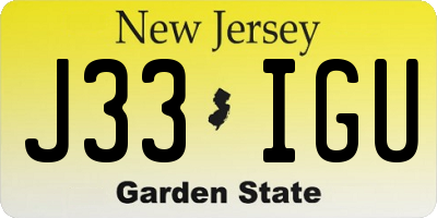 NJ license plate J33IGU